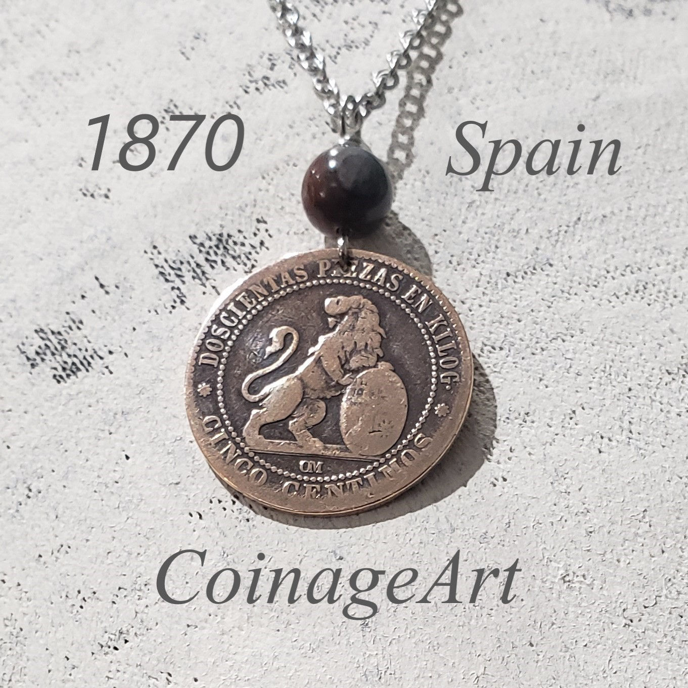 1870 Spanish Coin Necklace w/Dumortierite 1236