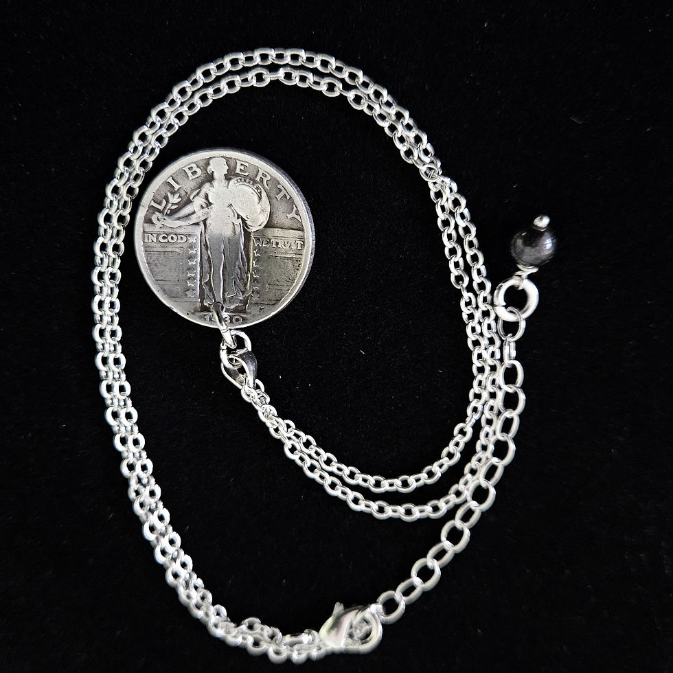 Thumbnail: Silver Eagle US Coin Necklace .925 Sterling Silver Necklace, Hematite 5199