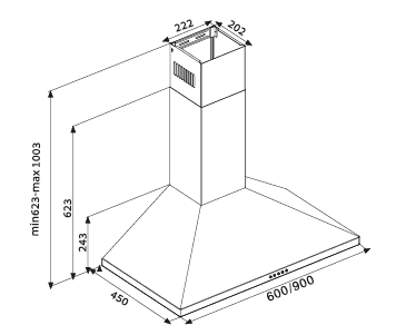 Thumbnail: Keen 60cm Wall-mounted Stainless Steel Range Hood WA0460P1N1