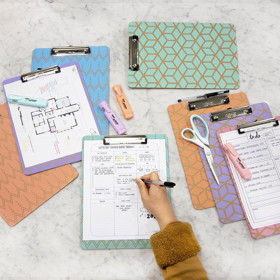 Thumbnail: Standard Size Retro Honeycomb Hardboard Clipboard w/ Low Profile Clip - Random C