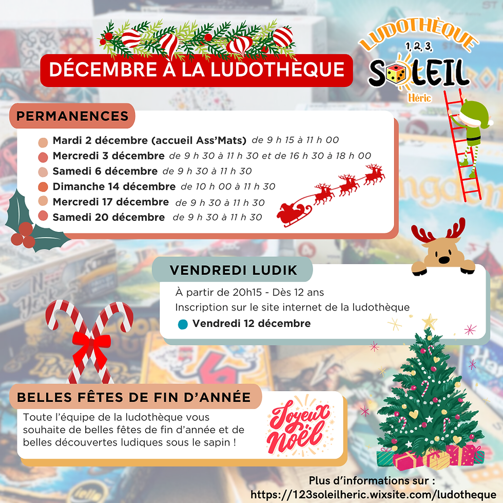 Permanences et soirées LudiK' de décembre 2025