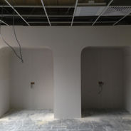 Interior view of metal stud partitioning before the application of plasterboard