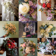 Assorted seasonal floral gifts and wicker baskets