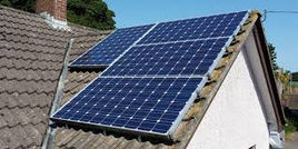 Solar panels on a tiled roof