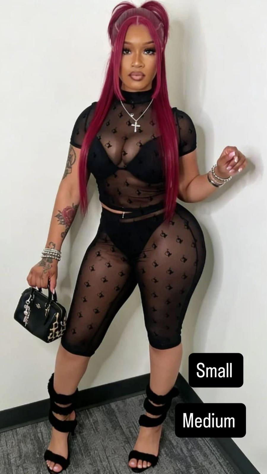 Ms Babyy Phat 2 piece mesh set.