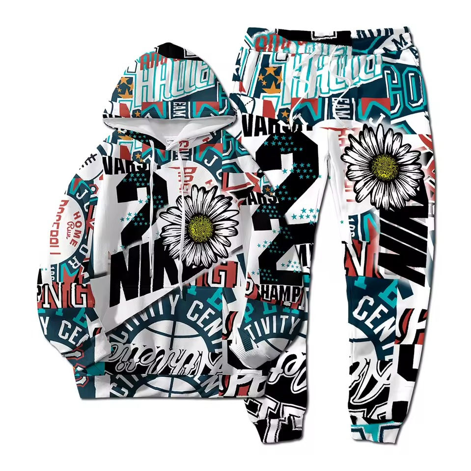 Unisex NK Streetwear Tracksuit – Graphic Hoodie & Jogger Pants 2-Piece Set