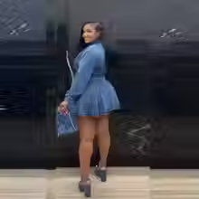 Thumbnail: Women’s Denim 2-Piece Skirt Set – Hooded Jacket & A-Line Maxi Skirt Outfit