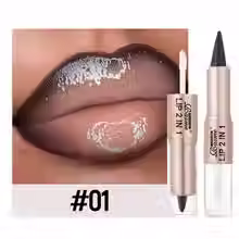 Thumbnail: 2-in-1 Nude Brown Lip Liner & Gloss – Waterproof Matte Lip Contour Pen