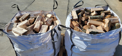 2x Ton Bags 80x80cm of Hardwood Firewood Logs | Dartford Scaffold Bo