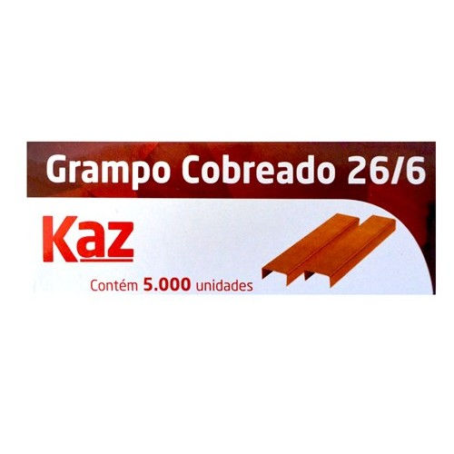 Grampos para grampeador 26/6 cobreado Kaz c/5000 und