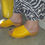 Thumbnail: Matte yellow high heel sandals