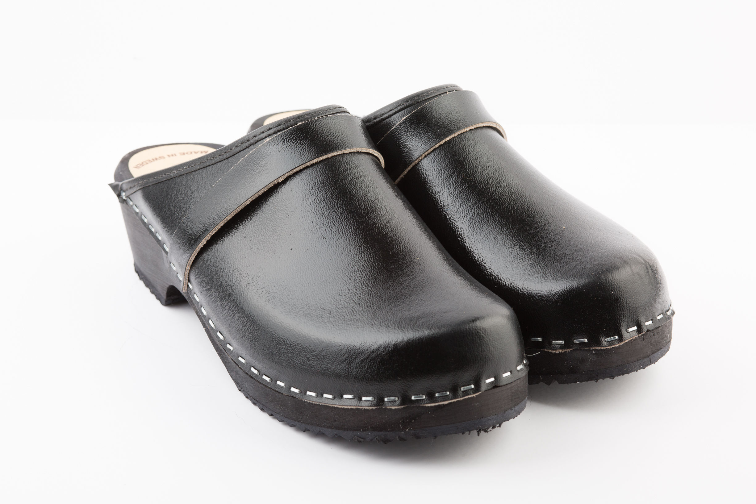Matte black clog heel