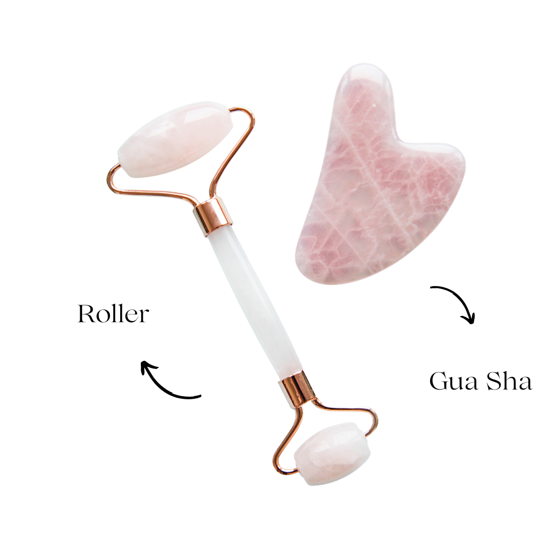 rose quartz roller and gua sha