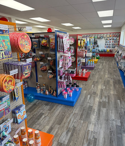 Party supplies and decorations inside A Lot of Fun party supply store in Temple, TX