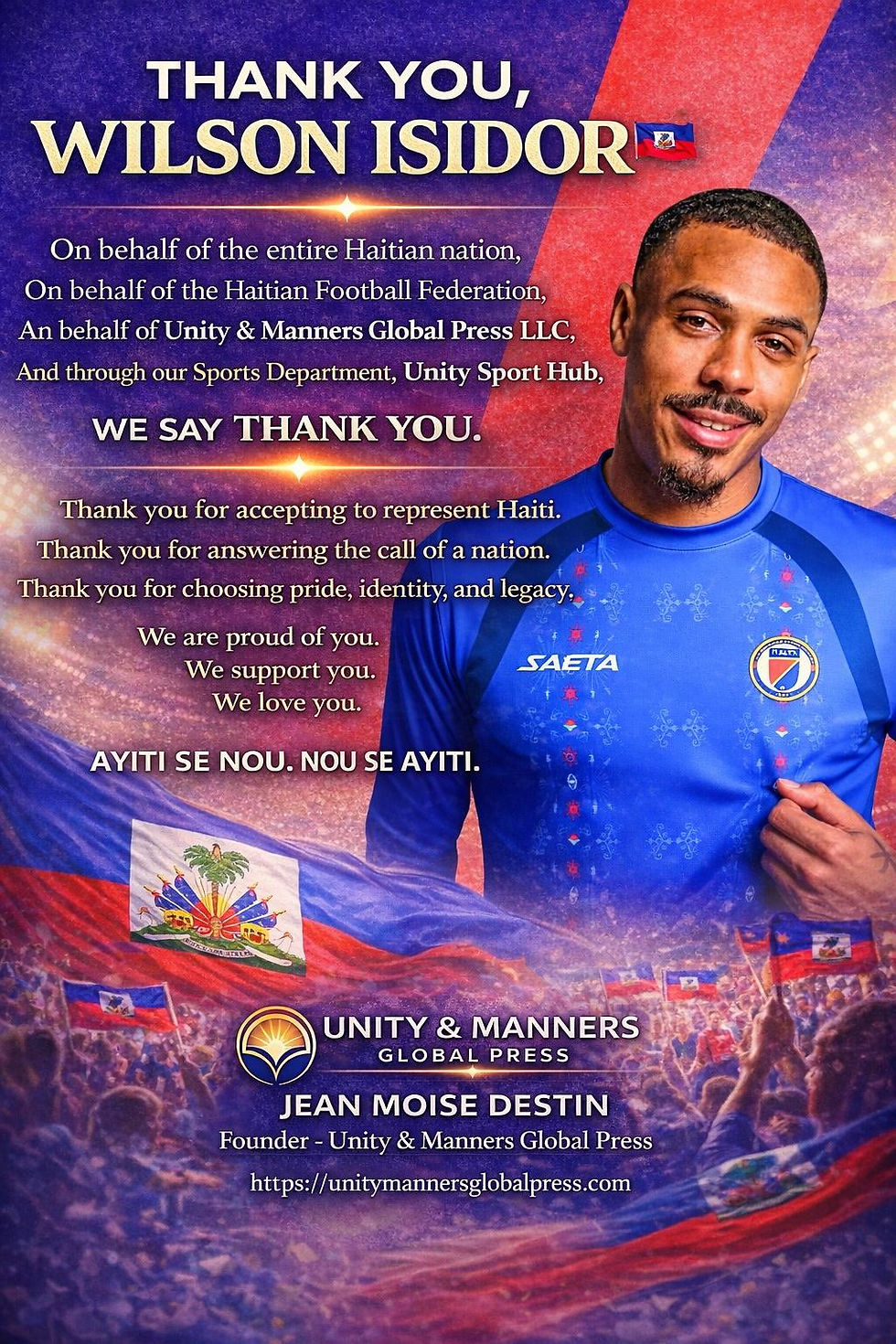 THANK YOU, WILSON ISIDOR 🇭🇹