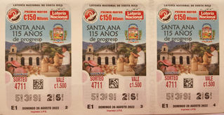 Billete de la Lotería Nacional Conmemora el 115 Aniversario del Cantón de Santa Ana