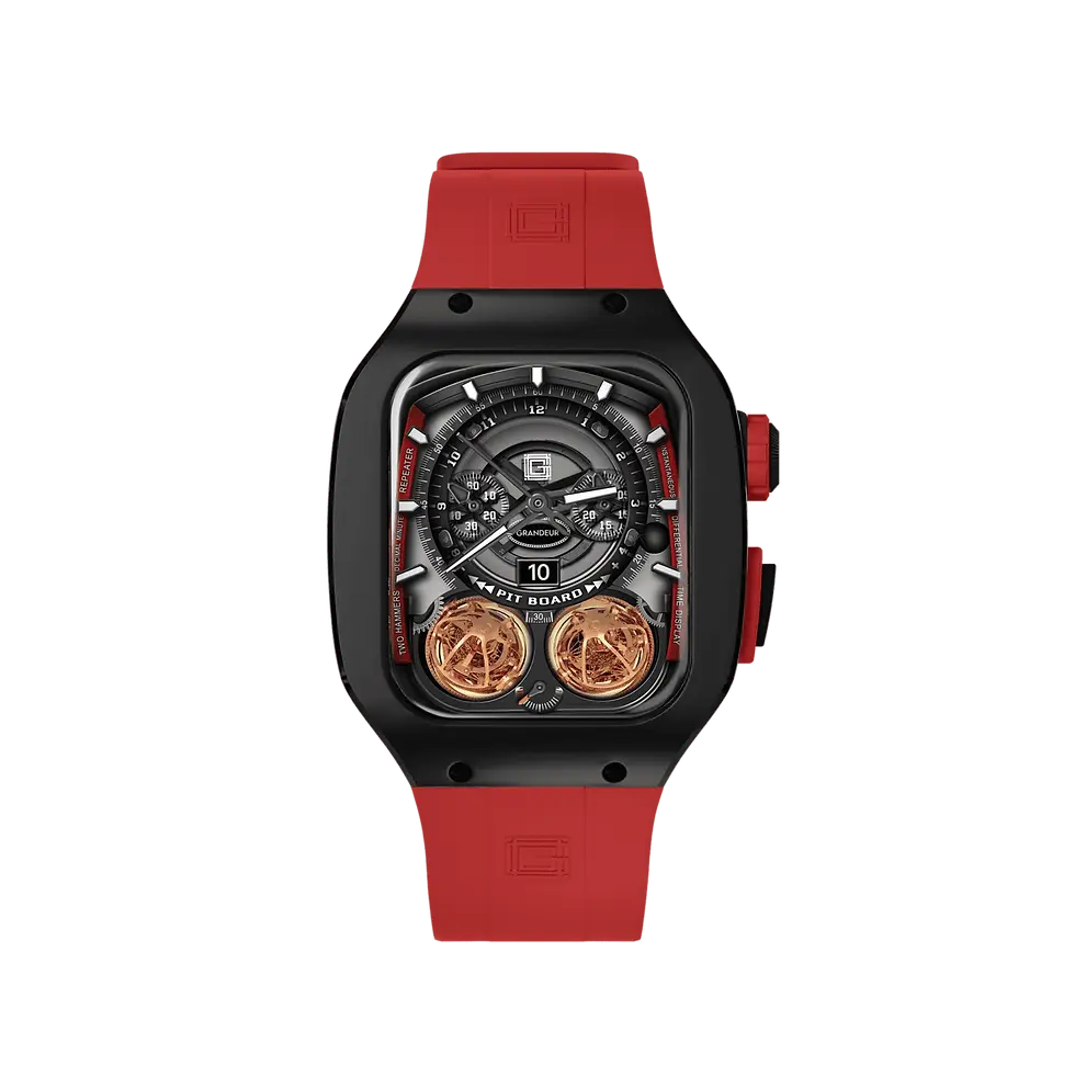 Thumbnail: V2 Apple Watch Case Titanium JetBlack – Red Strap
