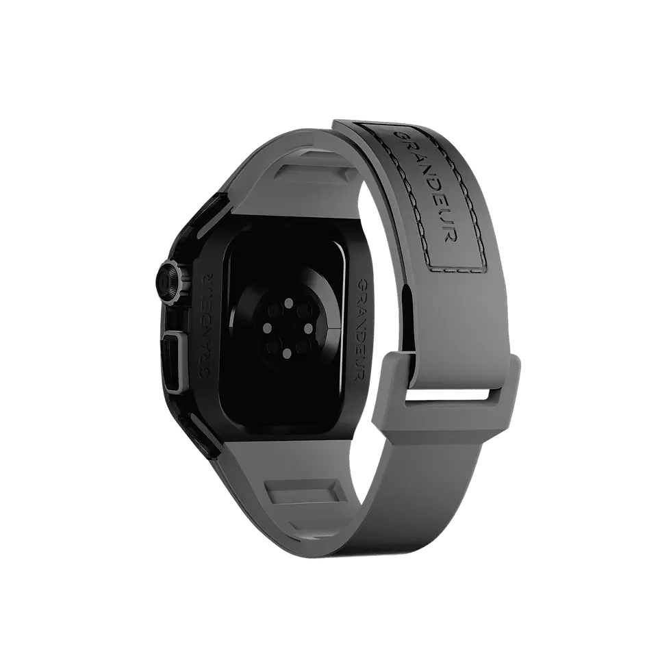 Thumbnail: V2 Apple Watch Case Orange Carbon Fiber – Gray Strap