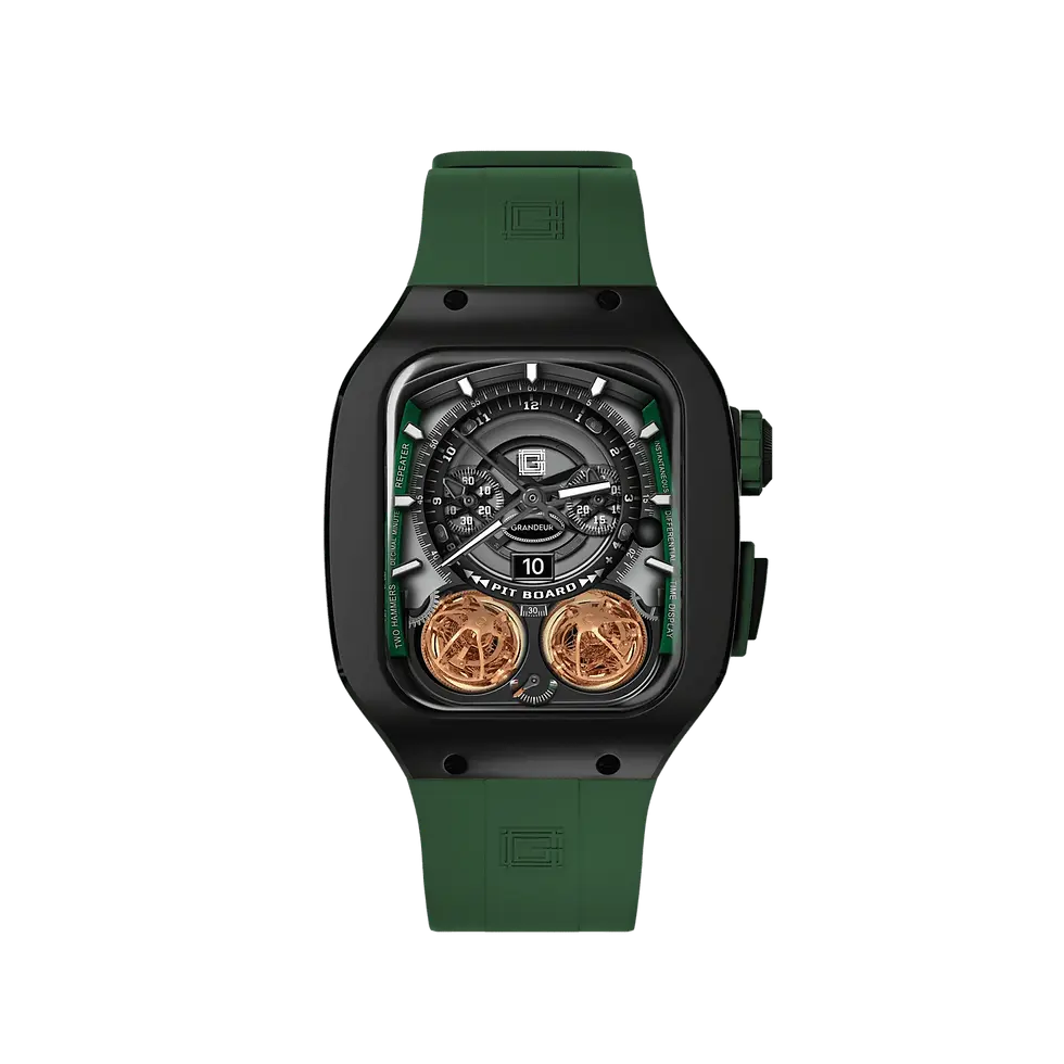Thumbnail: V2 Apple Watch Case Titanium JetBlack – British Green Strap