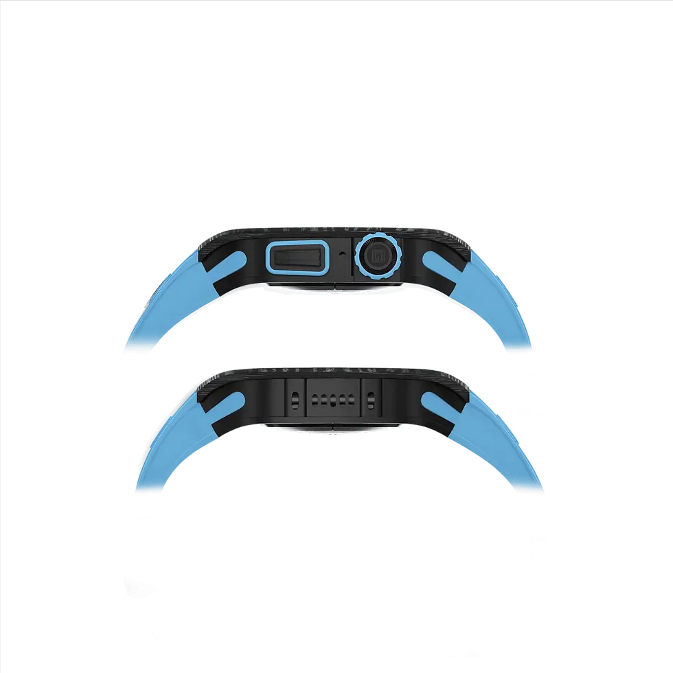 Thumbnail: V2 Apple Watch Case Carbon fiber – Light Blue Strap