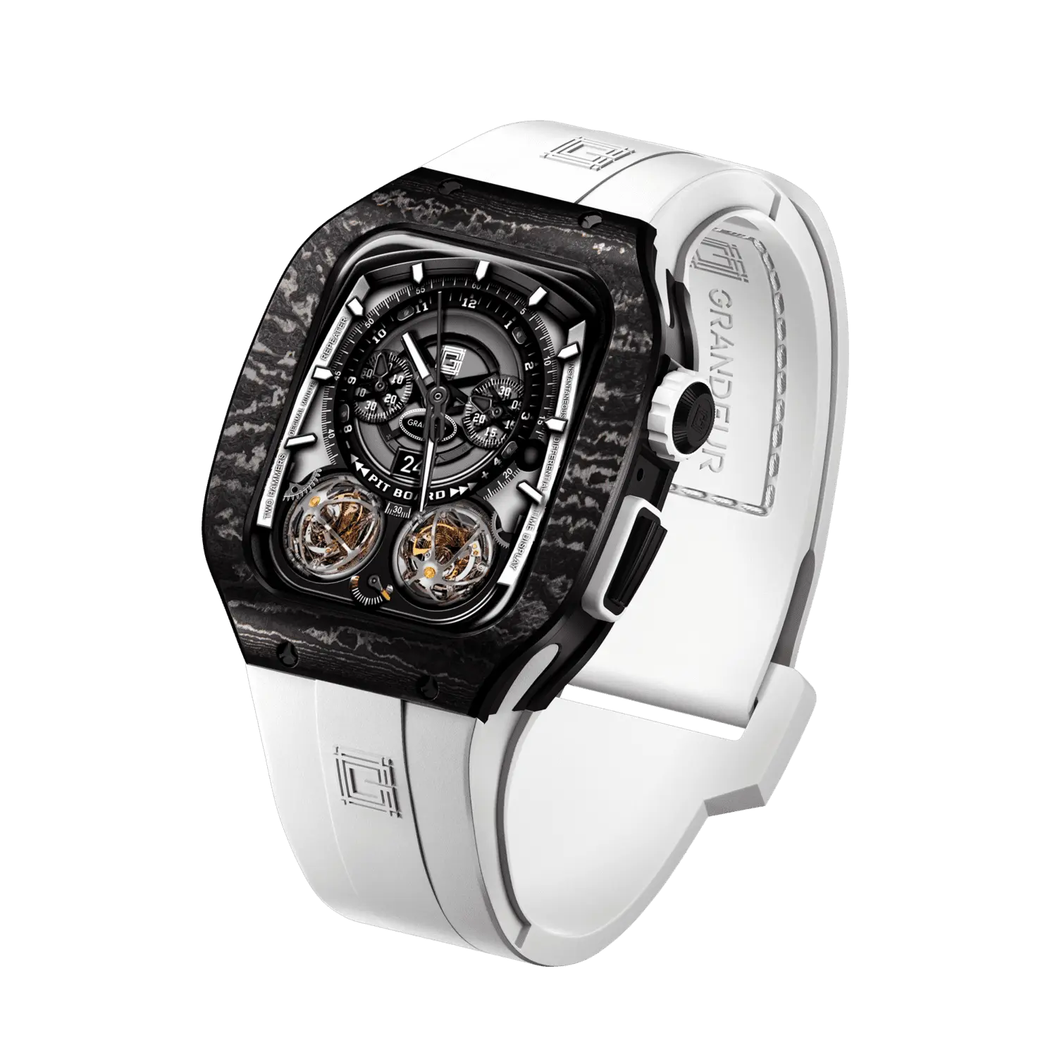 V2 Apple Watch Case Carbon fiber – White Strap