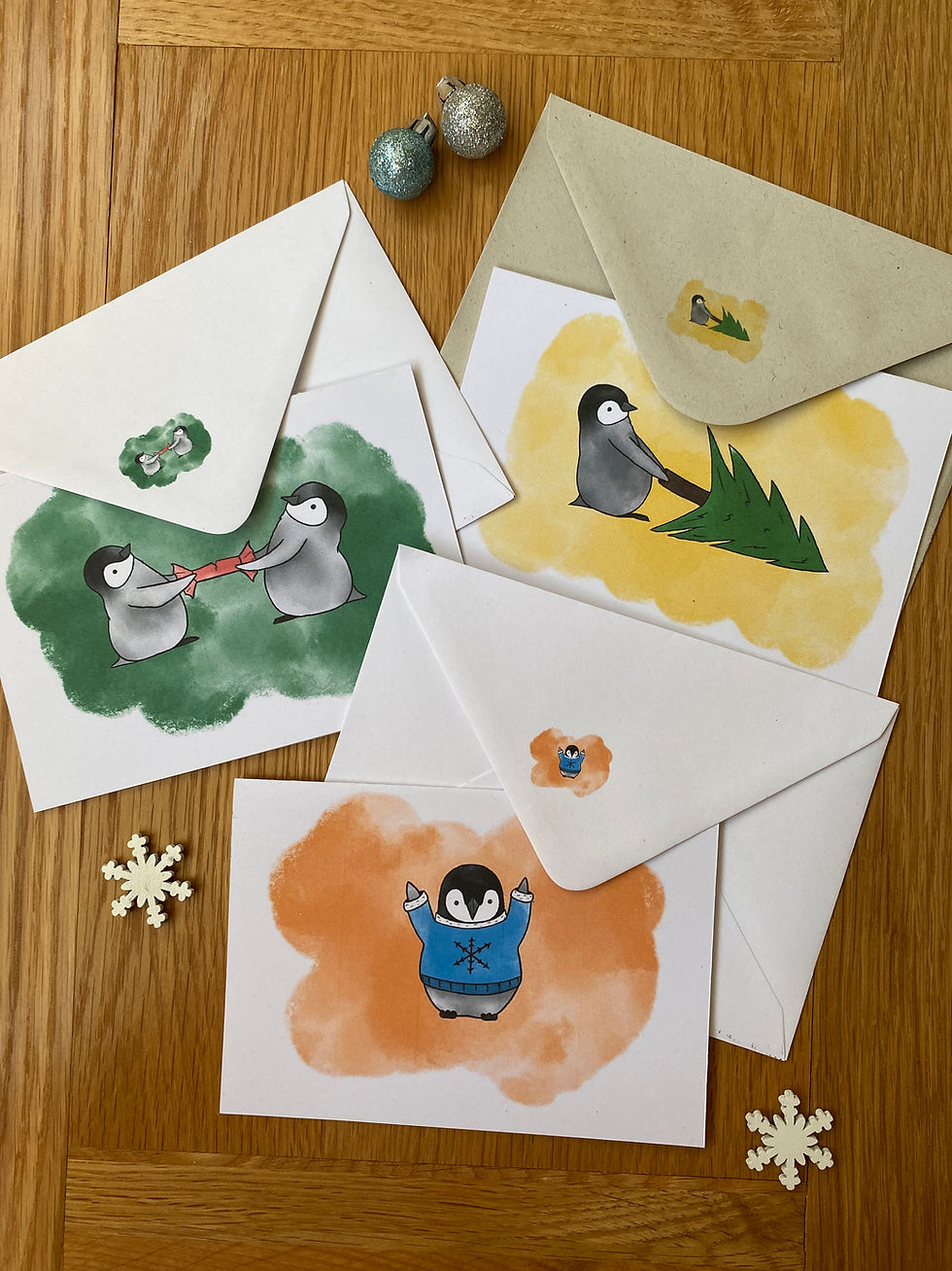 Thumbnail: 6 Penguin Character Christmas Cards