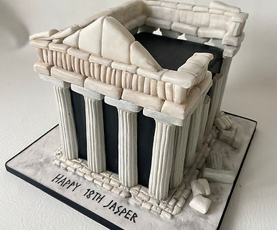 a cake of a greek ruin