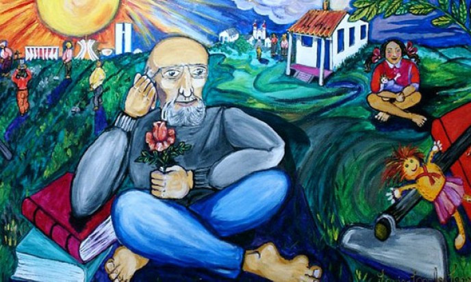 Painel Paulo Freire. CEFORTEPE - Centro de Formação, Tecnologia e Pesquisa Educacional Prof. "Milton de Almeida Santos", SME-Campinas. Auto: Luis Carlos Cappellano