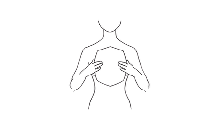 Minimalist line-art drawing of a person removing a simple chestplate or shield, revealing a calm, grounded form beneath.