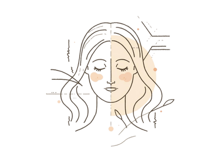 Minimalist fine-line illustration of a woman softening from a reactive posture into calm awareness, symbolizing Karenism recovery.