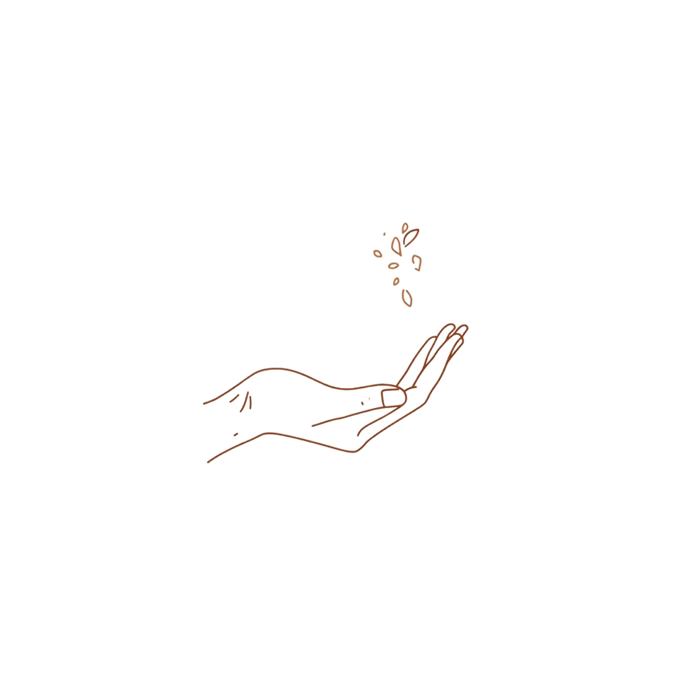 Minimal line-art illustration of a hand releasing a small leaf into the air, symbolizing letting go of performance and returning to inner truth.