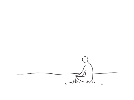 A quiet figure standing alone in a calm, open space, symbolizing delayed grief and the way emotions surface once the world finally slows down.