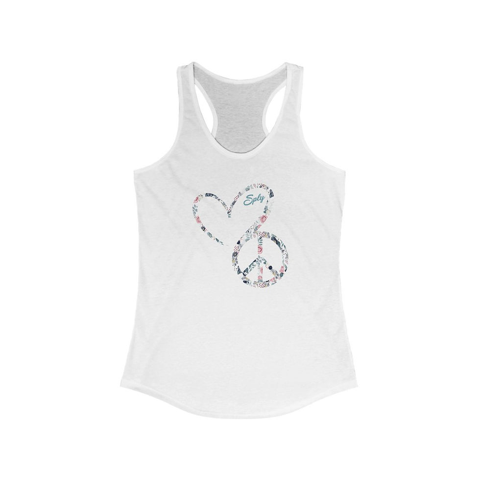 Thumbnail: Love and Peace Floral Ladies' Racerback Tank