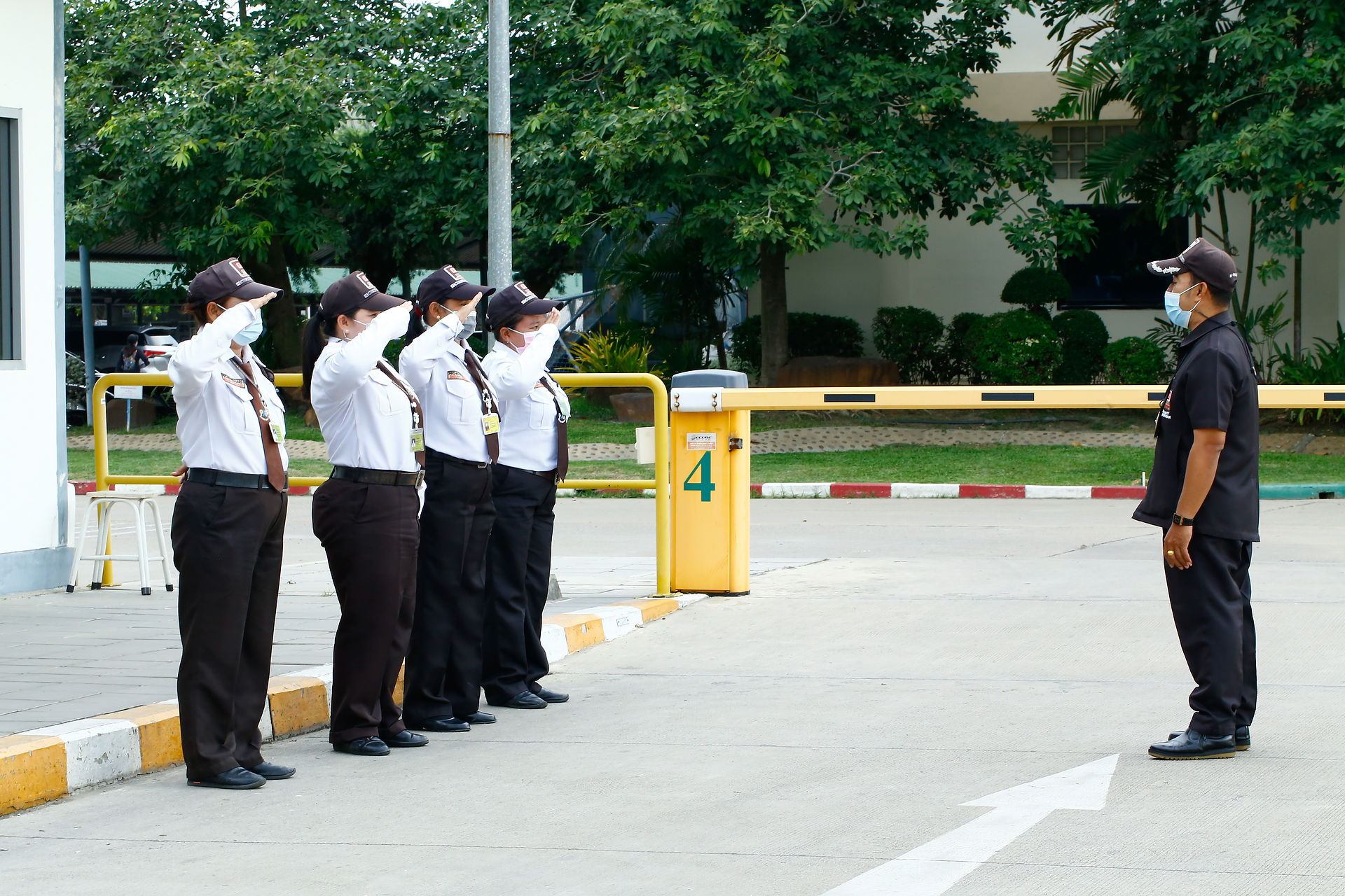 Security team receiving a morning brief.
