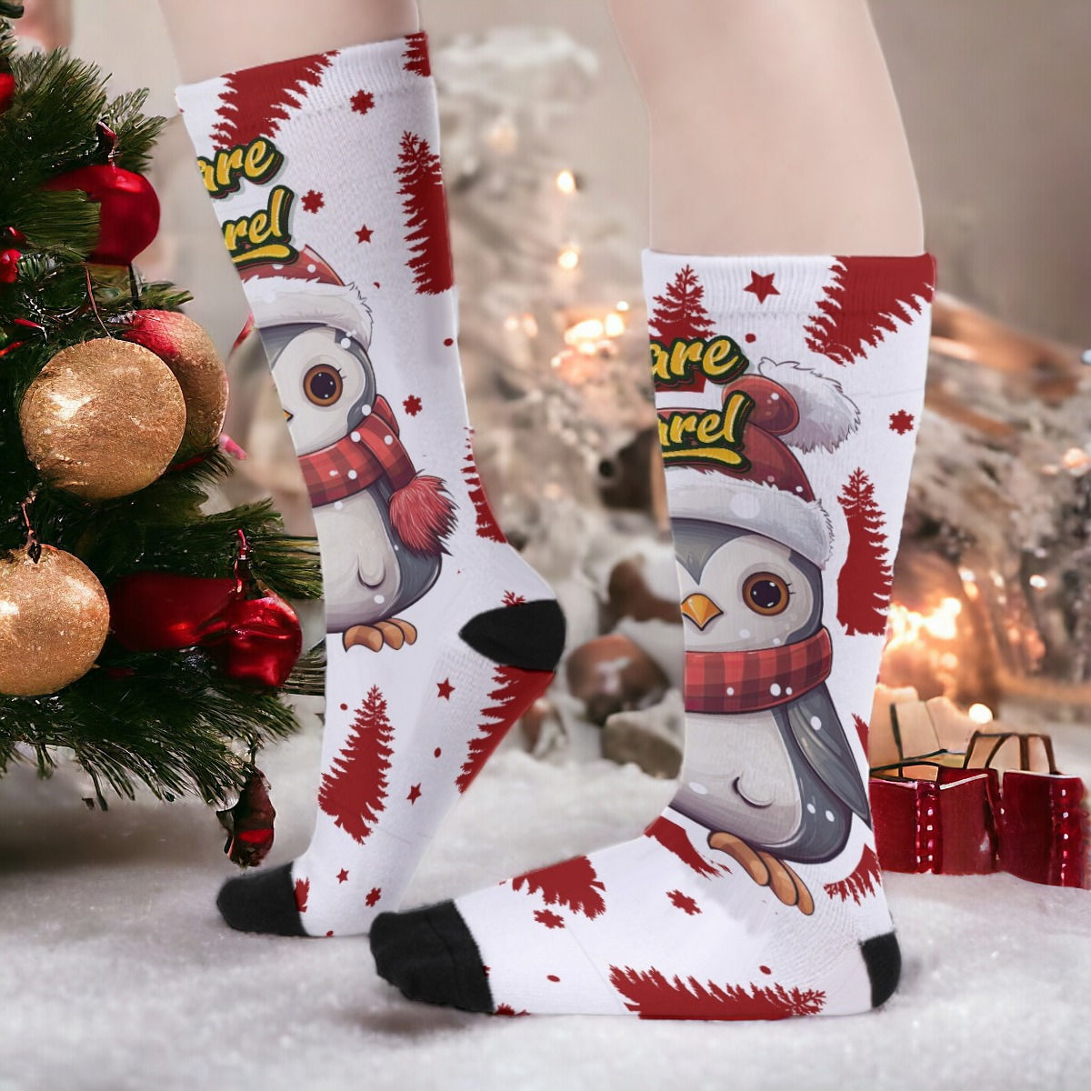 Snow Penguin Holiday Socks