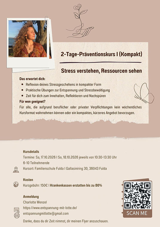 Flyer Kompaktkurs I Stress verstehen, Ressourcen sehen