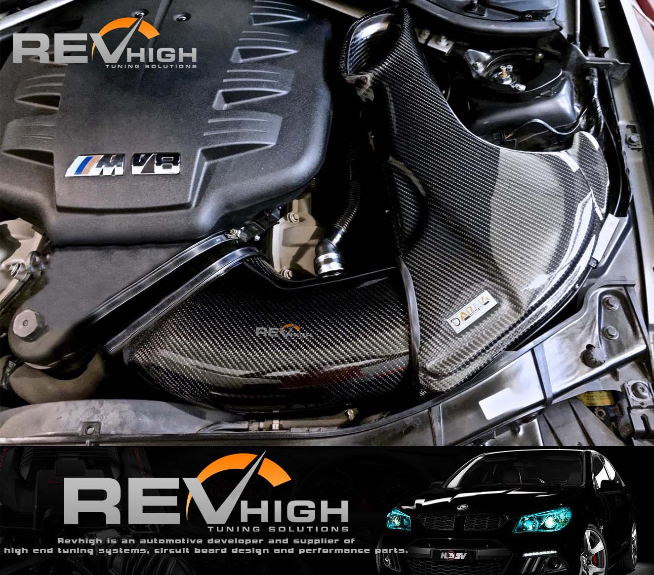 BMW E92 M3 S65B40 carbon fiber airbox Performance cold air intake