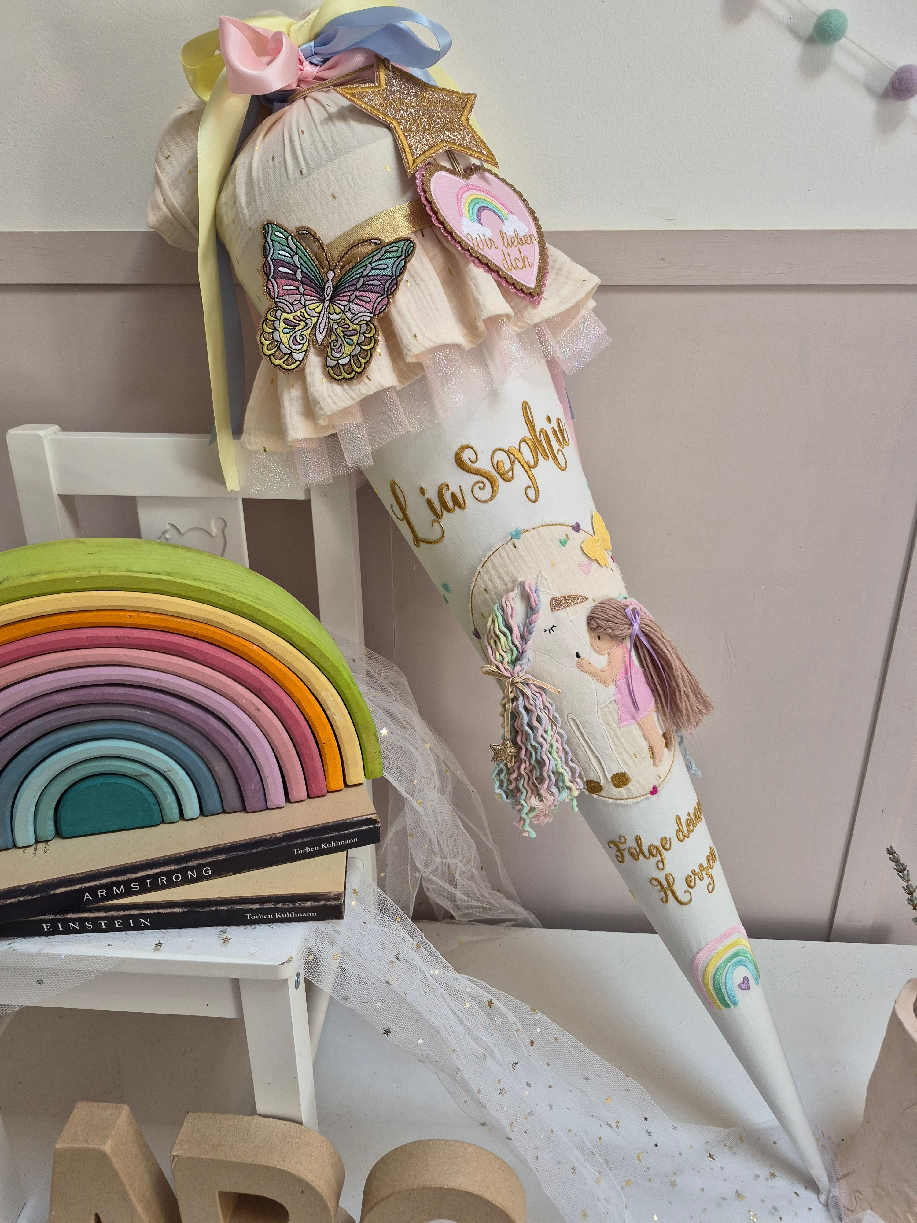 Schultüte Beige Pastell Einhornfreunde Lia Sophie