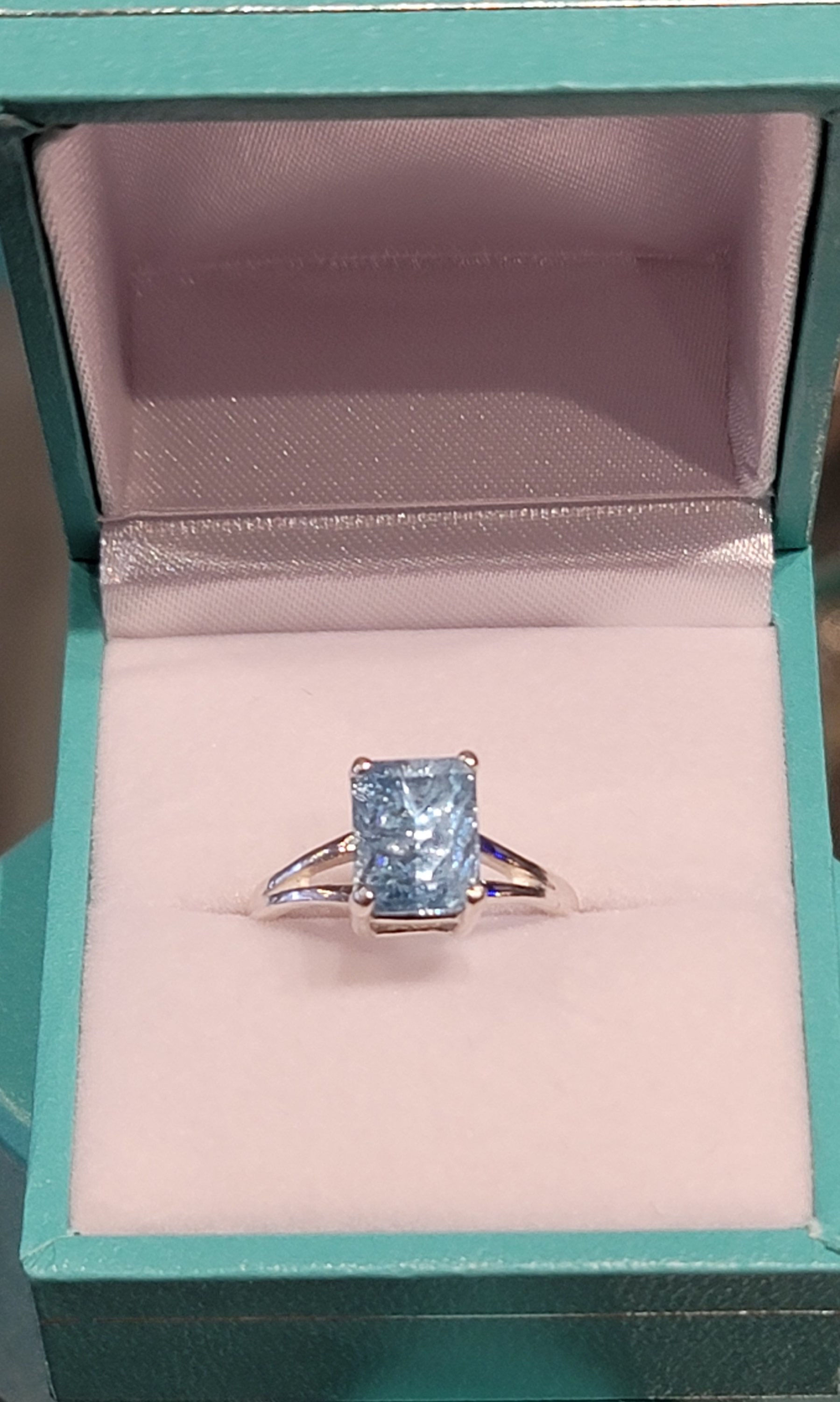 Mt. Antero 9x7 fantasy Emerald cut ring