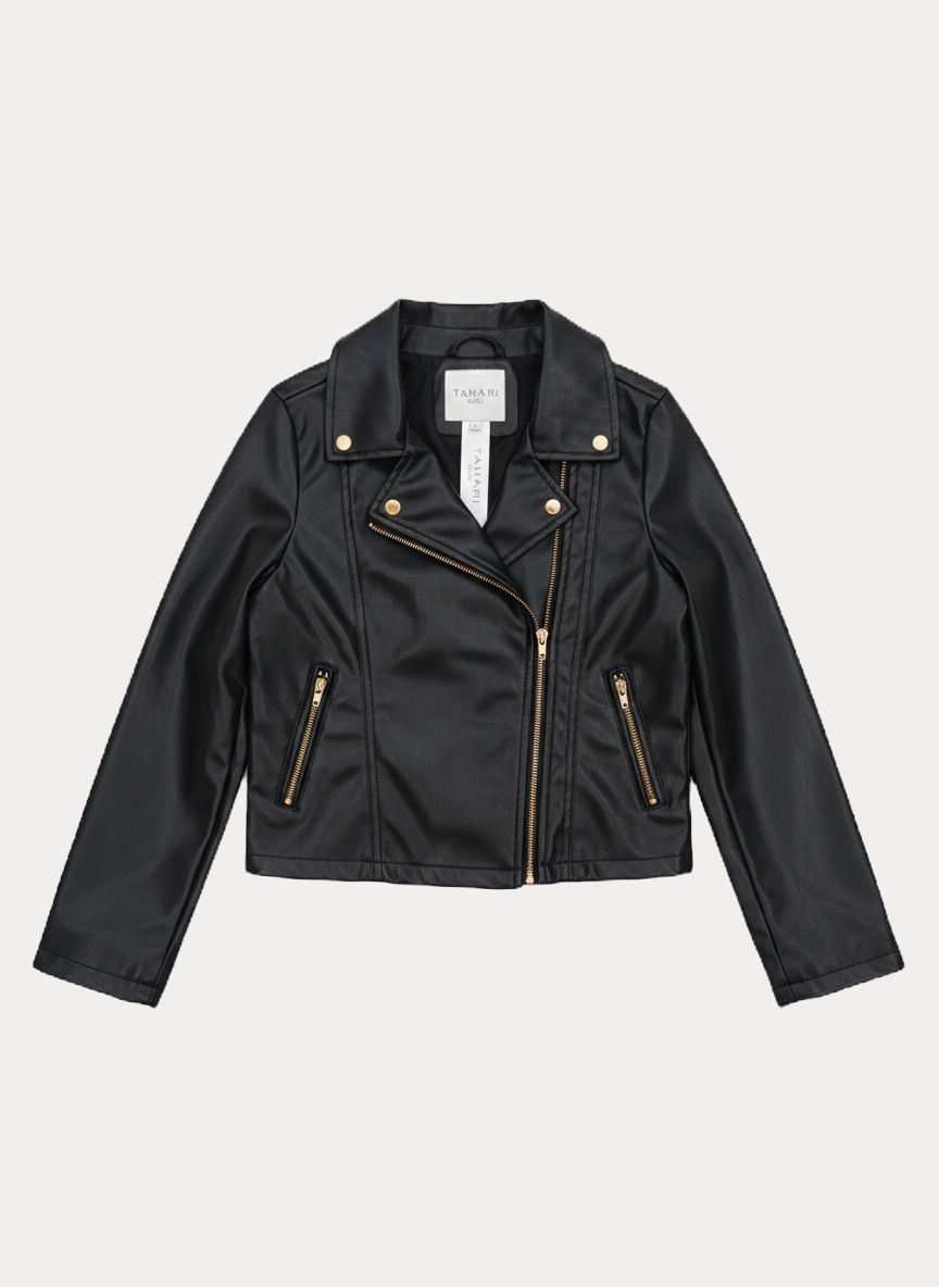 Miniatura: Vestido con chaqueta de cuero