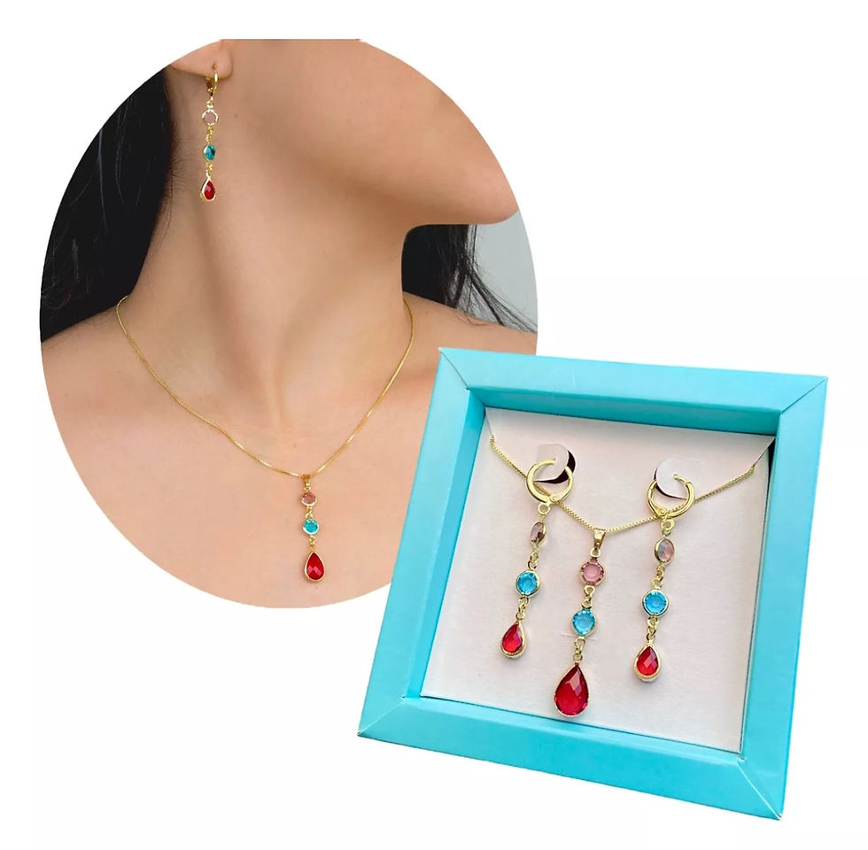 Miniatura: Conjunto Colar Banhado a Ouro 18k + Par de Brinco Premium 