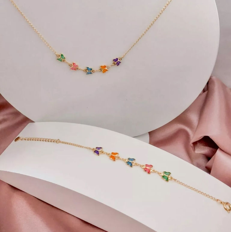 Miniatura: Conjunto Infantil Correntinha + Pulseira Banhado Ouro 18k Menina