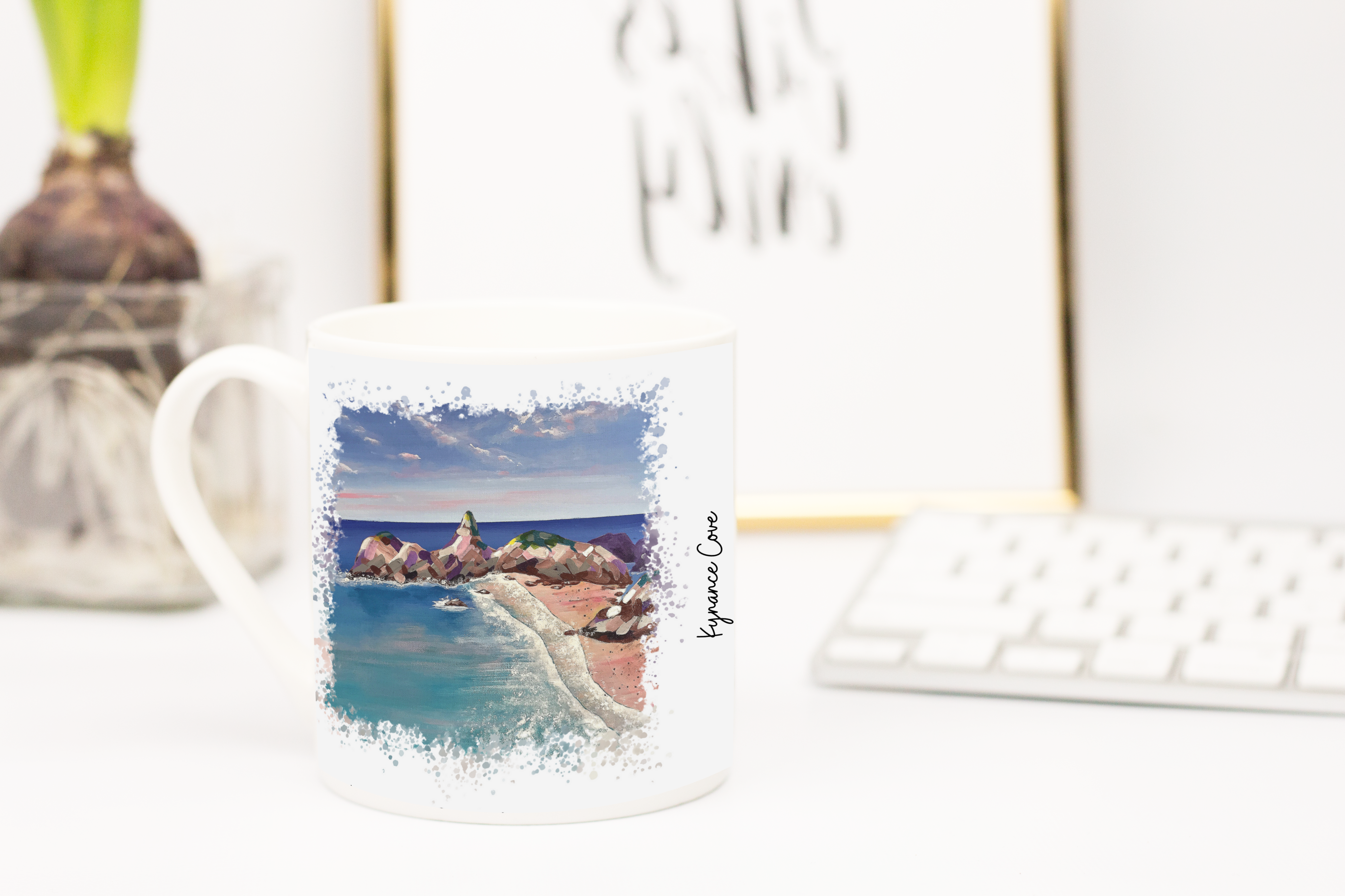 Art of Cornwall,  Bone china mug, Kynance Cove, Cornwall