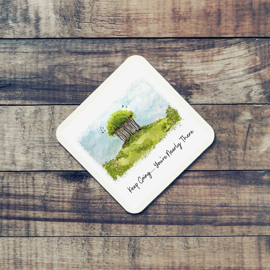 Quote Art Coaster,Nearly There Trees Painting with quote