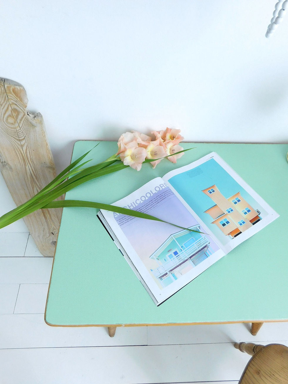 Miniature : Bureau en rotin vert mentolé