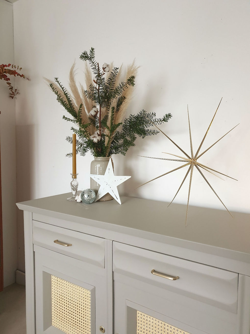 Miniature : Buffet vintage coloris "argile"et cannage