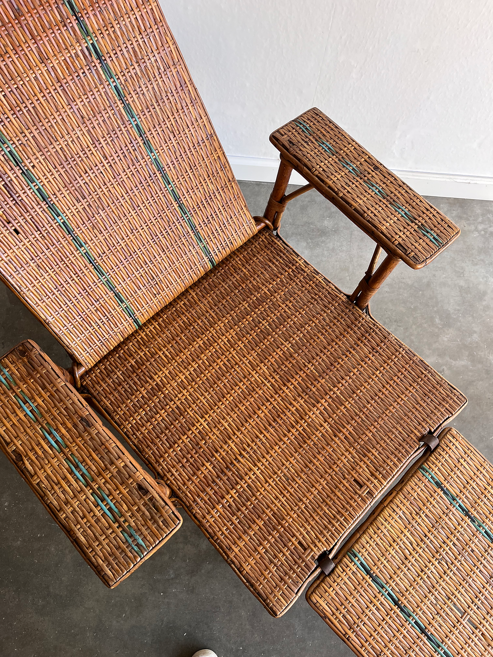 Miniature : Chaise longue en rotin des années 30