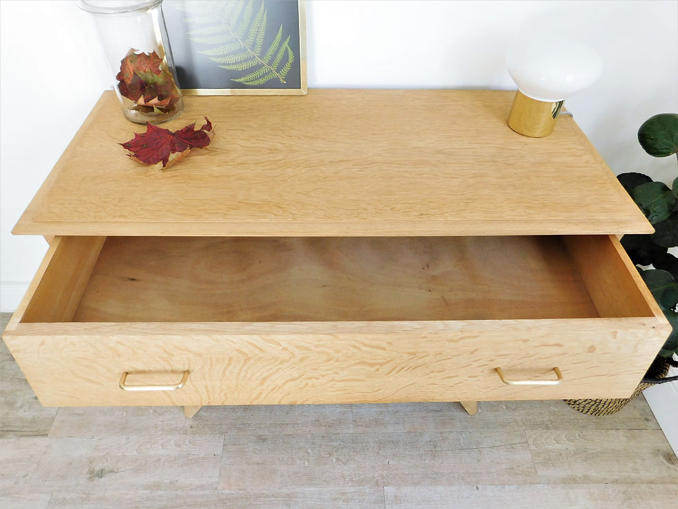 Miniature : Commode vintage brute, chêne et hêtre massif
