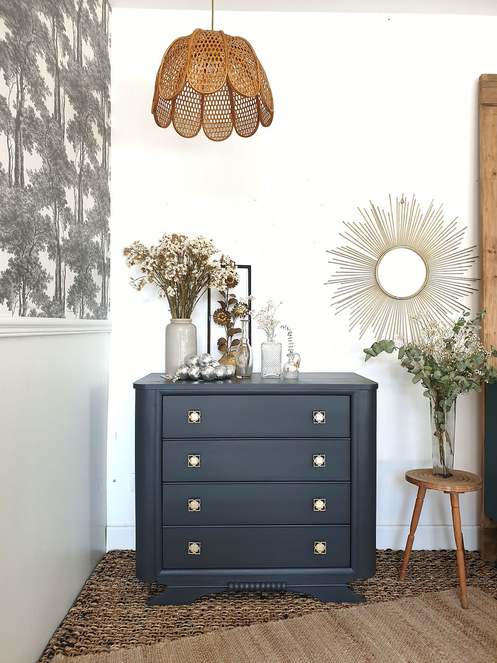 Miniature : Abat-jour vintage fleur en cannage et rotin