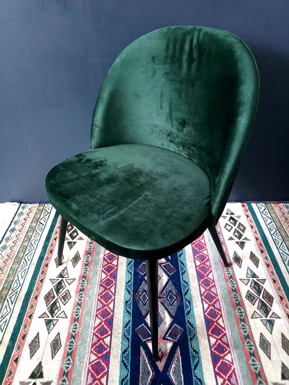 Miniature : 2 Chaises en velours vert foncé